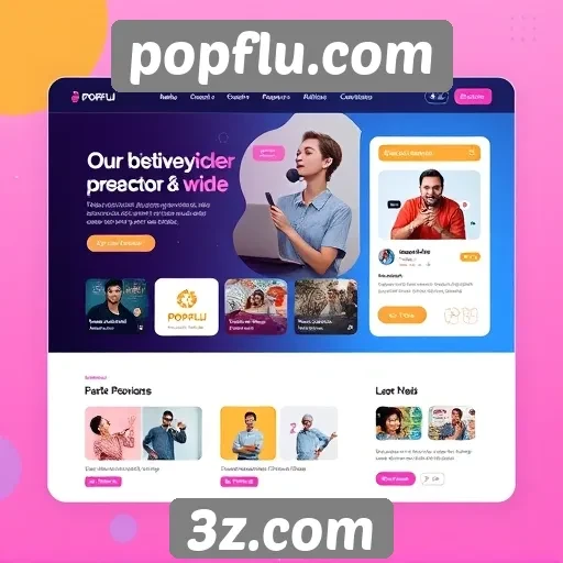 Interface do usuário do popflu.com é intuitiva e atraente